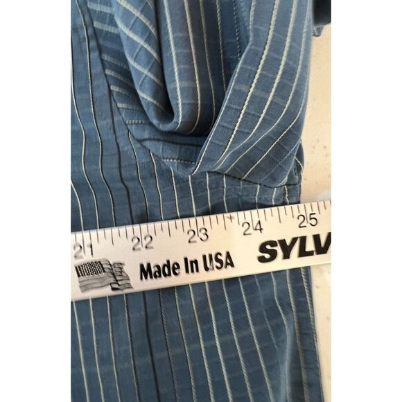 vtg Puritan Mens L Blue Striped Button-Up Shirt 100% Polyester Short Sleeve USA - Picture 5 of 5